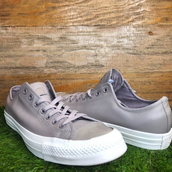 New Converse Chuck Taylor All Stars Leather Ox Gray Sneakers 162497C - Picture 1 of 11